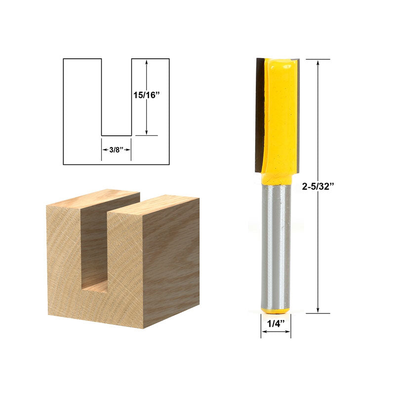 Straight/Dado 3/8"W x 3/4"H 1/4" Shank Router Bit