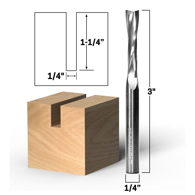 1/4" Dia 2 Flute Low Helix Upcut Spiral End Mill 1/4" Shank CNC Router Bit