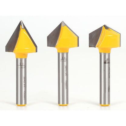 V Groove Large 3 Bit Set 1/4" Shank Router Bit