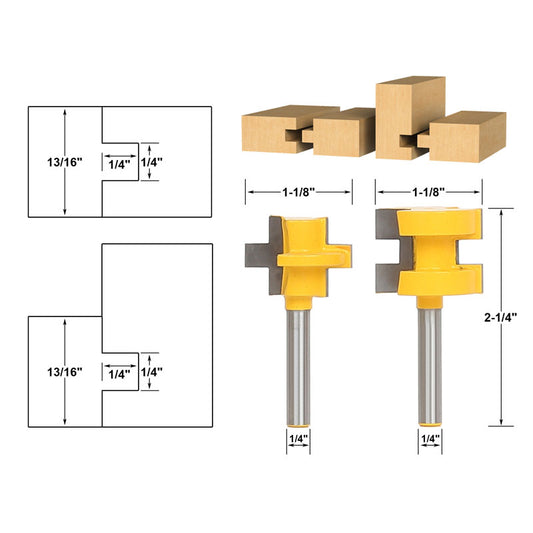 Mini Tongue & Groove 1/4" Shank Router Bit Set