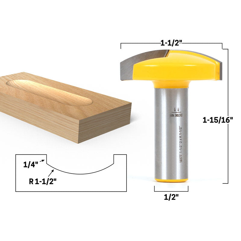 1 1/2" Radius Horizontal Crown 1/2" Shank Router Bit